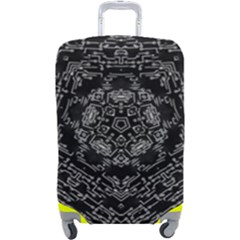 Illustration Black White Rosette Mandala Ornament Wallpaper Luggage Cover (large) by Wegoenart