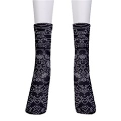 Illustration Black White Rosette Mandala Ornament Wallpaper Crew Socks by Wegoenart