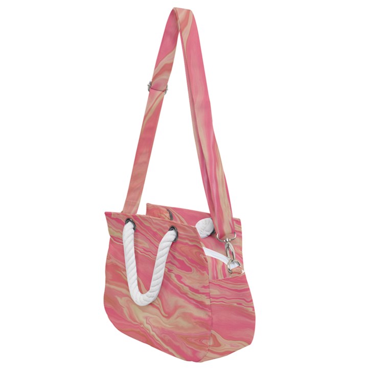 Illustration Graphic Pattern Texrure Pink Maeble Rope Handles Shoulder Strap Bag
