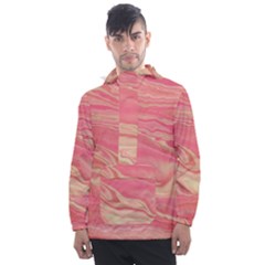 Illustration Graphic Pattern Texrure Pink Maeble Men s Front Pocket Pullover Windbreaker