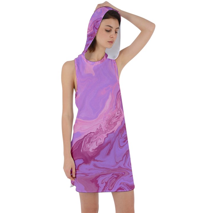 Illustration Art Pink Design Wallpaper Racer Back Hoodie Dress