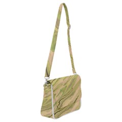 Green Pattern Texture Marble Shoulder Bag With Back Zipper by Wegoenart