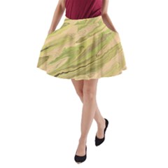 Green Pattern Texture Marble A-line Pocket Skirt by Wegoenart