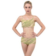 Green Pattern Texture Marble Layered Top Bikini Set