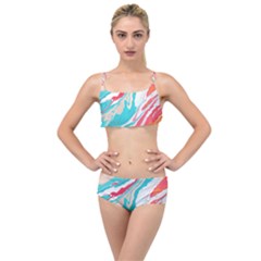 Stone Marble Texturw Pattern Layered Top Bikini Set