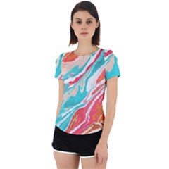 Stone Marble Texturw Pattern Back Cut Out Sport Tee