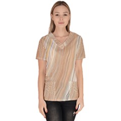 Marble Texture Marble Painting Women s V-neck Scrub Top by Wegoenart