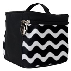 Illustration Black White Wave Pattern Wavy Halftone Make Up Travel Bag (small) by Wegoenart