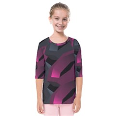 Illustration Hexagon Geometric Art Design Kids  Quarter Sleeve Raglan Tee