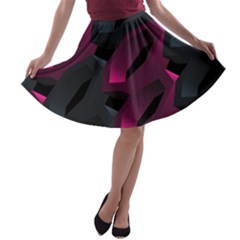 Illustration Hexagon Geometric Art Design A-line Skater Skirt