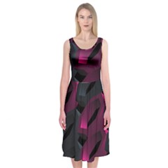 Illustration Hexagon Geometric Art Design Midi Sleeveless Dress by Wegoenart