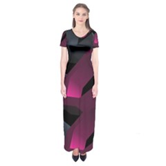 Illustration Hexagon Geometric Art Design Short Sleeve Maxi Dress