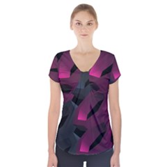 Illustration Hexagon Geometric Art Design Short Sleeve Front Detail Top