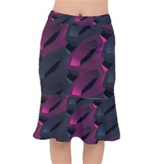 Illustration Hexagon Geometric Art Design Short Mermaid Skirt