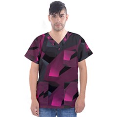 Illustration Hexagon Geometric Art Design Men s V-Neck Scrub Top