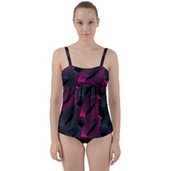 Illustration Hexagon Geometric Art Design Twist Front Tankini Set