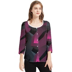 Illustration Hexagon Geometric Art Design Chiffon Quarter Sleeve Blouse