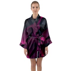 Illustration Hexagon Geometric Art Design Long Sleeve Satin Kimono