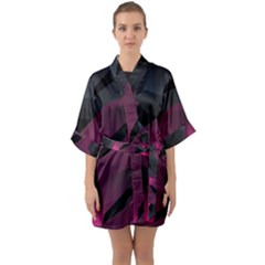 Illustration Hexagon Geometric Art Design Half Sleeve Satin Kimono 