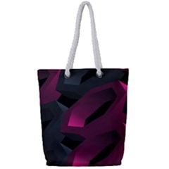 Illustration Hexagon Geometric Art Design Full Print Rope Handle Tote (Small)