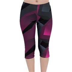 Illustration Hexagon Geometric Art Design Velvet Capri Leggings 