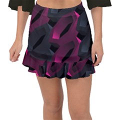 Illustration Hexagon Geometric Art Design Fishtail Mini Chiffon Skirt