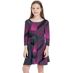 Illustration Hexagon Geometric Art Design Kids  Quarter Sleeve Skater Dress