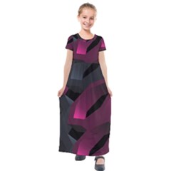 Illustration Hexagon Geometric Art Design Kids  Short Sleeve Maxi Dress