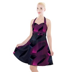 Illustration Hexagon Geometric Art Design Halter Party Swing Dress 