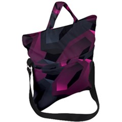 Illustration Hexagon Geometric Art Design Fold Over Handle Tote Bag