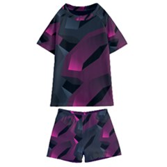 Illustration Hexagon Geometric Art Design Kids  Swim Tee and Shorts Set