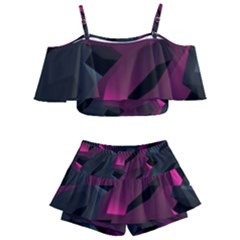 Illustration Hexagon Geometric Art Design Kids  Off Shoulder Skirt Bikini