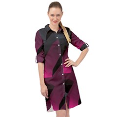 Illustration Hexagon Geometric Art Design Long Sleeve Mini Shirt Dress