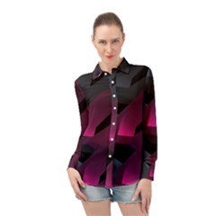 Illustration Hexagon Geometric Art Design Long Sleeve Chiffon Shirt