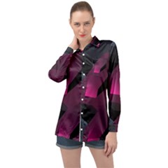 Illustration Hexagon Geometric Art Design Long Sleeve Satin Shirt