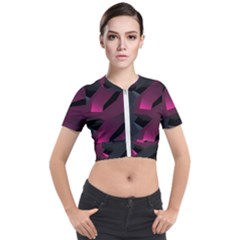 Illustration Hexagon Geometric Art Design Short Sleeve Cropped Jacket