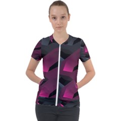 Illustration Hexagon Geometric Art Design Short Sleeve Zip Up Jacket