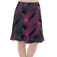 Illustration Hexagon Geometric Art Design Fishtail Chiffon Skirt