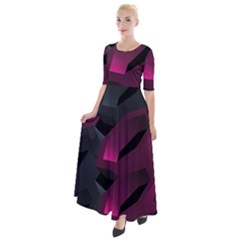 Illustration Hexagon Geometric Art Design Half Sleeves Maxi Dress