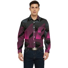 Illustration Hexagon Geometric Art Design Men s Long Sleeve Pocket Shirt 