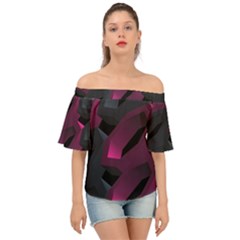 Illustration Hexagon Geometric Art Design Off Shoulder Short Sleeve Top