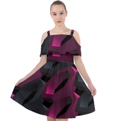 Illustration Hexagon Geometric Art Design Cut Out Shoulders Chiffon Dress