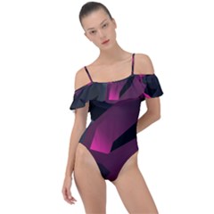 Illustration Hexagon Geometric Art Design Frill Detail One Piece Swimsuit