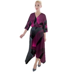 Illustration Hexagon Geometric Art Design Quarter Sleeve Wrap Front Maxi Dress