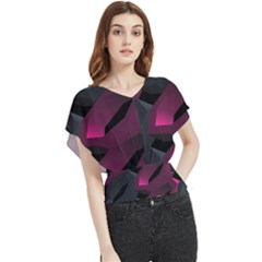 Illustration Hexagon Geometric Art Design Butterfly Chiffon Blouse