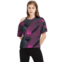 Illustration Hexagon Geometric Art Design One Shoulder Cut Out Tee