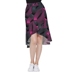 Illustration Hexagon Geometric Art Design Frill Hi Low Chiffon Skirt