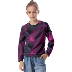 Illustration Hexagon Geometric Art Design Kids  Long Sleeve Tee with Frill 