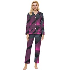 Illustration Hexagon Geometric Art Design Womens  Long Sleeve Velvet Pocket Pajamas Set