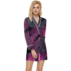 Illustration Hexagon Geometric Art Design Long Sleeve Satin Robe